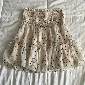 Cream Black Star Skirt